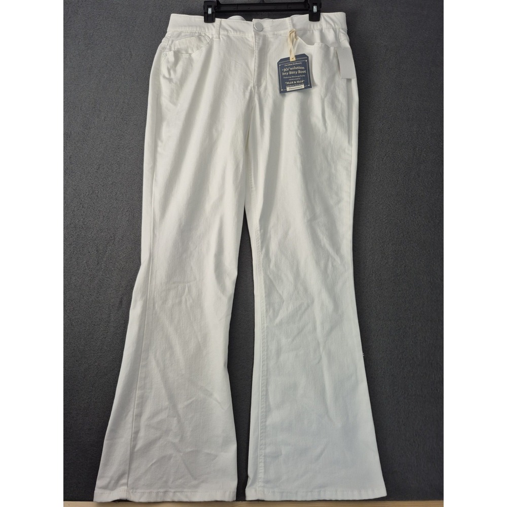 Democracy Ab Solution Itty Bitty Boot Cut Jeans White Stretch Slimming Sz 16 NWT